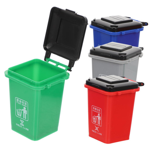 Homoyoyo 4pcs Mini Trash Can Mini Recycle Bin Sensory Bins Miniature Garbage Bin Trash Truck Children Trash Can Toy Trash Bird Trash Can Toy Garbage Truck Artificial Decorate Girl Plastic