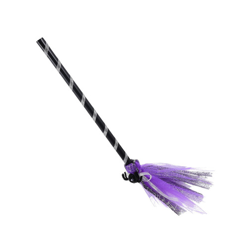 Abaodam 1pc Wizard Broom Wicked Witch Broom Mesh Witches Broom Decorative Witches Broom Miracle Broom Real Witches Broom Cosplay Broom Props Besom Halloween Child Purple Broomstick Plastic