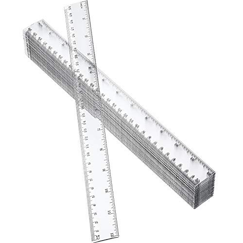 50 Pack Clear Plastic Ruler, 12 Inch Standard/Metric Rulers Straight Ruler Measuring Tool for Student School Office (Clear)