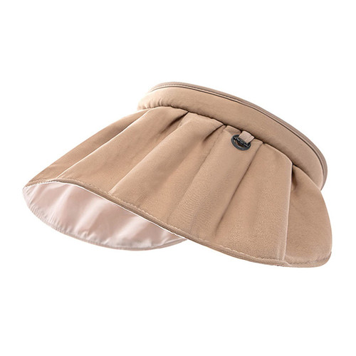 Sun Visor Hats for Women Large Brim Summer UV Protection Beach Caps Summer Beach Hats Golf Cap Beach Hats Hats Adjustable Topless Beach Hats Sun Protecetion UPF 50+ Khaki