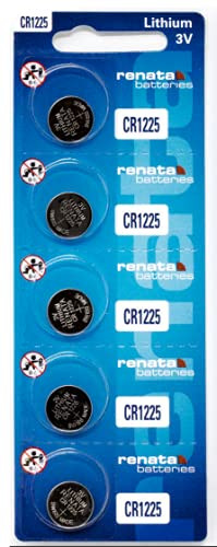 Renata CR1225 Batteries - 3V Lithium Coin Cell 1225 Battery (5 Count)