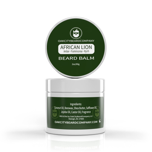 OakCityBeardCo. - African Lion - 2 Ounce - Beard Balm - Amber - Frankincense - Myrrh - Sandalwood - Patchouli - Beard Conditioner OakCityBeardCo. - African Lion - 2 Ounce - Beard Balm - Amber - Frankincense - Myrrh - Sandalwood - Patchouli - Beard Conditioner