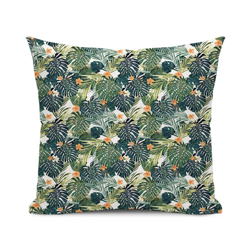 SARNFANS Green Throw Pillow Cover,Tropical Plants and Flowers,Colorful Decorative Pillow Cases Square Cushion Covers for Home Sofa Couch,Orange 18x18 inch