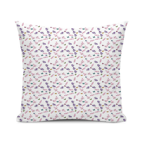 SARNFANS Flower Cushion Cover Throw Pillows for Couch & Farmhouse Bedroom Decor,Butterflies and Wildflowers Pattern,Print Decorative Square Home Accent Pillow Case,Red 16x16 inch