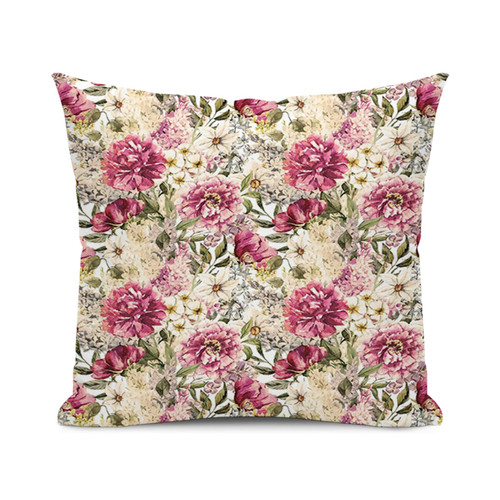 SARNFANS Floral Cushion Cover Throw Pillows for Couch & Farmhouse Bedroom Decor,Peony Flowers Leaves,Print Decorative Square Home Accent Pillow Case,Multicolor 18x18 inch