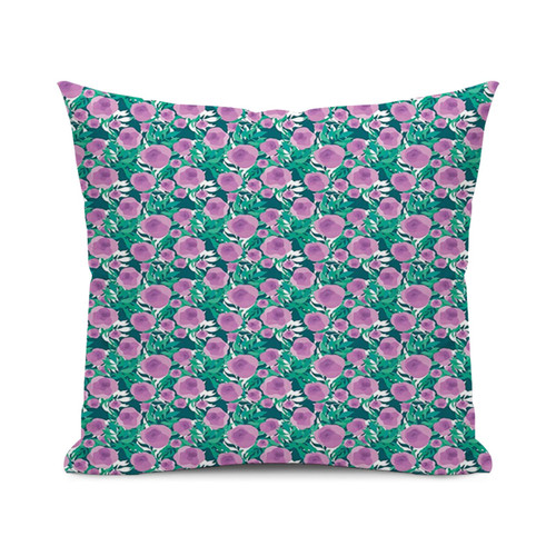 SARNFANS Floral Cushion Cover Throw Pillows for Couch & Farmhouse Bedroom Decor,Blossoming Flowers and Leaves,Print Decorative Square Home Accent Pillow Case,Sea Green 16x16 inch