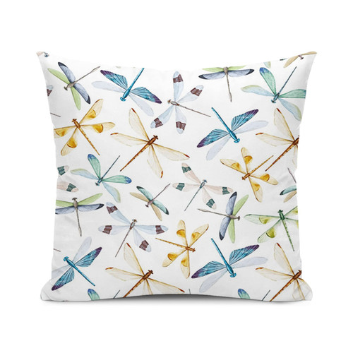 SARNFANS Dragonfly Throw Pillow Cushion Cover,Moth Butterfly in Watercolor Print,Decorative Square Accent Pillow Case,Brown Blue 16x16 inch