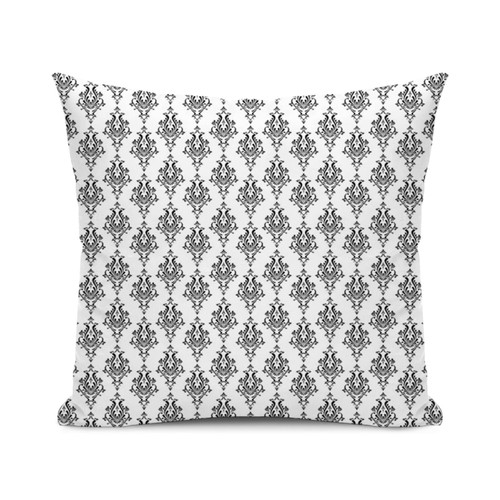SARNFANS Damask Cushion Cover Throw Pillows for Couch & Farmhouse Bedroom Decor,Victorian Style Pattern with,Print Decorative Square Home Accent Pillow Case,Black White 16x16 inch
