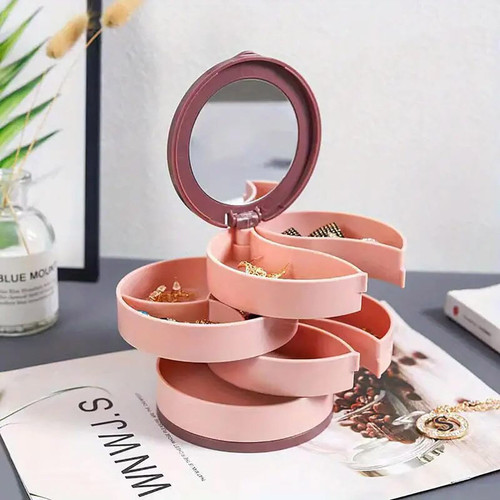 Rotatable Jewelry Boxes for Women Multi-Layer Storage Box Earring Necklace Jewelry Organizer Ring Box Jewelry Holder Organizer Travel Jewelry Box Jewelry Tray Organization And Storage (Pink) Rotatable Jewelry Boxes for Women Multi-Layer Storage Box Earring Necklace Jewelry Organizer Ring Box Jewelry Holder Organizer Travel Jewelry Box Jewelry Tray Organization And Storage (Pink)