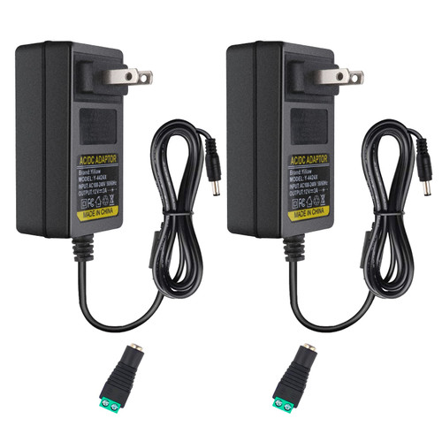 Yiliaw DC 12V 3A Power Supply Adapter, 100-240V Transformer AC to DC 36W Input with 5.5x2.5mm DC Outpot Jack for LED Strip Light(Set of 2)
