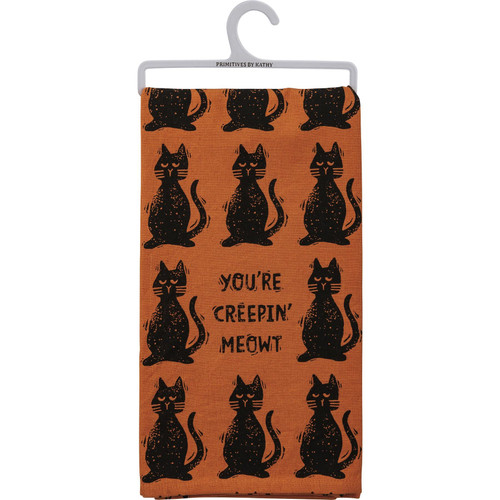 PBK Primitives by Kathy 109288 You're Creepin' Meowt Dish Towel, 20-inch Length, Cotton and Linen