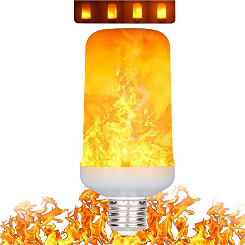 LED Flame Effect Light Bulbs - 4 Modes LED Flickering Fire Flame with Upside Down Effect, E26 Simulated Decorative Lights Vintage Flaming Lamp for Halloween Christmas Decoration Party Bar (Large)