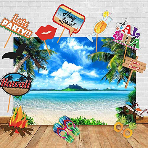 Art Studio Hawaii Sea Beach Photography Backdrops Luau Party and Studio Props DIY Kit.Summer Ocean Photo Booth Wedding Party Decoration Background Birthday Studio Props Vinyl