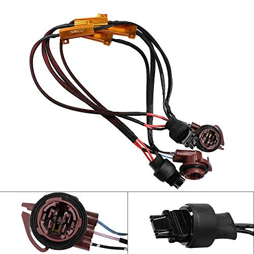 HUIQIAODS 50W 6Ohm Error Free 3157 3155 3357 4157 LED Light Load Resistor Adapter Fix Hyper Flashing Blinking Canbus Error Warning Canceller for Turn Signal Tail Brake Lights 2PCS