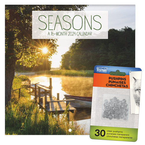 2024 Seasons Mini Wall Calendar & Push Pins