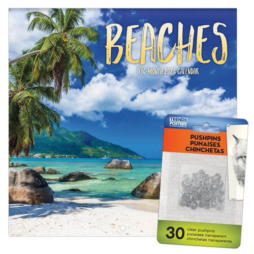 2024 Beaches Mini Wall Calendar & Push Pins