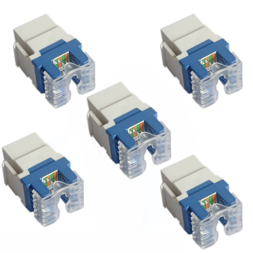 5-Piece CAT6 RJ45 Cat 6 180 Degree Jack Module Connector Network Coupler Ethernet Wall Jack Keystone Jack RJ45 Ethernet Module Gigabit CAT6 Network Coupler Stamping Adapter