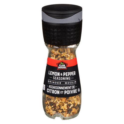 Club House, Herbs & Spices, Lemon & Pepper Seasoning, Grinder, 48g (Imported from Canada) Club House, Herbs & Spices, Lemon & Pepper Seasoning, Grinder, 48g (Imported from Canada)