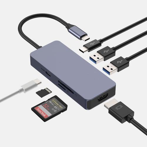 USB C Hub, USB C Adapter, 7 Ports Dual Monitor Multiport Adapter with USB C to HDMI 4K, USB 3.0 USB-A/C Port, 100W PD, SD/TF Card Reader for Tablet and Laptop USB C Hub, USB C Adapter, 7 Ports Dual Monitor Multiport Adapter with USB C to HDMI 4K, USB 3.0 USB-A/C Port, 100W PD, SD/TF Card Reader for Tablet and Laptop