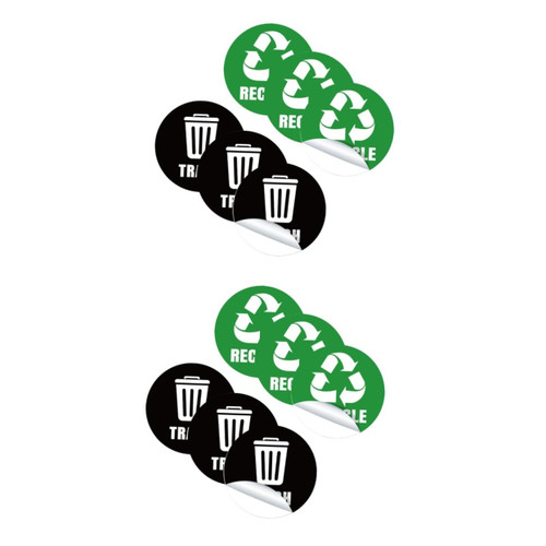 STOBAZA 2 Sets 6 Garbage Classification Label Waste Bin Decals Recycle Sign Sticker Garbage can Labels Recycle Stickers Trash Sign Sticker Waste Decal Large PVC Category Stickers