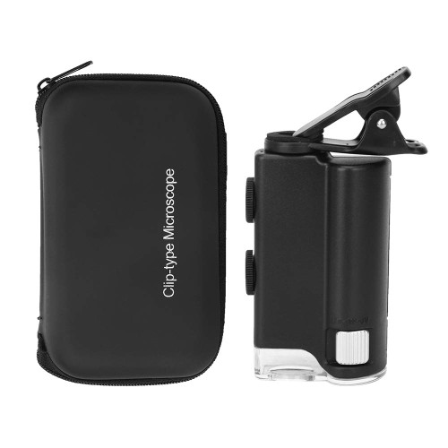 60-100X Magnification Camera Portable Clip on Microscope with LED Light, Magnifier Loupe Pocket Magnifying Lens Glass, Microscope Magnifier Loupe for Observing