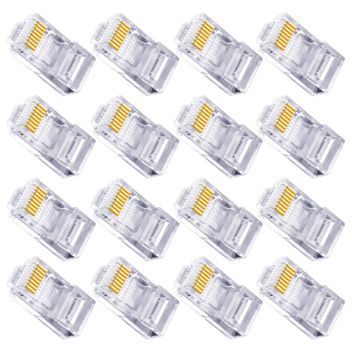 SOLUSTRE 100PCS Through Hole Network Crystal Network Cable end cat 6 Cable Ends ethernet Cable end Wiring Pass Through Ethernet Insert Internet Cable Ends Crystal Head White Connector