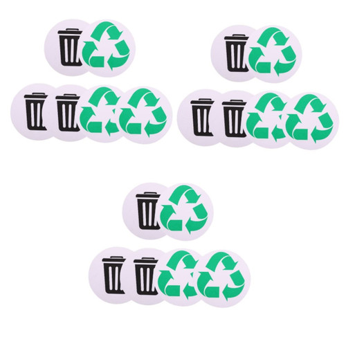 Zerodeko 18 Pcs Garbage Sorting Stickers Garbage Recycling Stickers Recycling Bin Rubbish Can Trash Can Decal Trash and Stickers Trash Can Recycling Sticker Round Container PVC