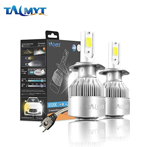 H7 LED Headlight Bulbs, Plug&Play Conversion Kit 6500K Cool White 80w 8000lm CSP LED Chips (2-year-warranty) by TALMYT