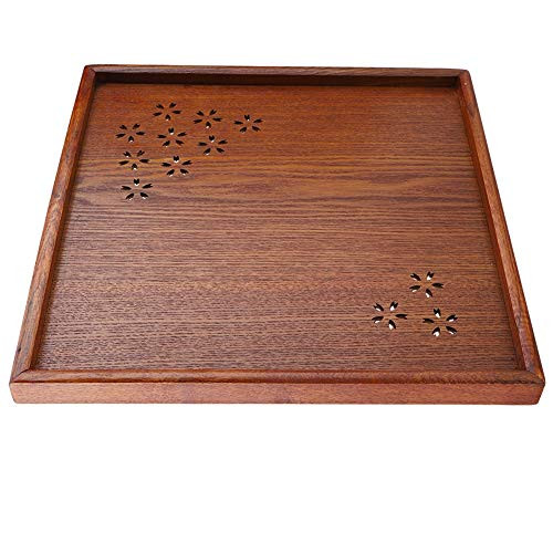 Serving Tray Wood Food Tray Traditional Wooden Tea Plate Coffee Fruits Snacks Serving Tray Dish for Home Restaurant(13.3913.39in)