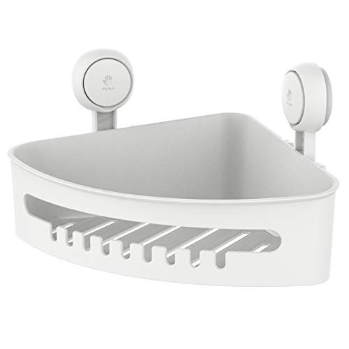 TAILI Corner Shower Caddy Suction Cup NO-Drilling Removable Bathroom Corner Shelf Heavy Duty Max Hold 22lbs Caddy Organizer Waterproof & Oilproof Shower Corner Rack for Bathroom & Kitchen - White TAILI Corner Shower Caddy Suction Cup NO-Drilling Removable Bathroom Corner Shelf Heavy Duty Max Hold 22lbs Caddy Organizer Waterproof & Oilproof Shower Corner Rack for Bathroom & Kitchen - White