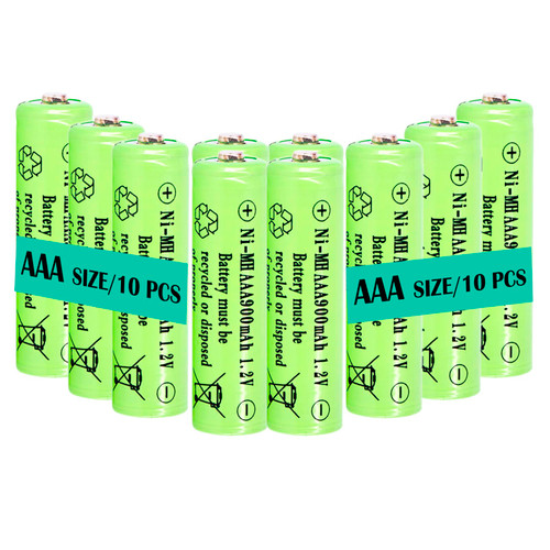 Lombaour 10 Packs 1.2v AAA 900mAh Ni-MH Rechargeable Batteries for Solar Lights Solar Lamp(Triple A Size)