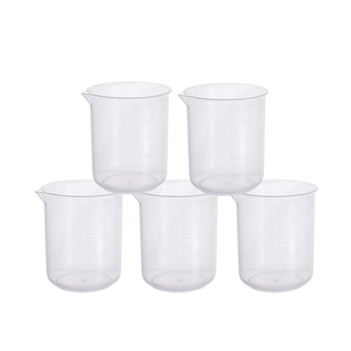 Utoolmart Plastic Measuring Cups Scientific Graduated Beaker for Pouring Cup Measure Mix Paint or Kitchen Cooking Baking 500ml 5Pcs