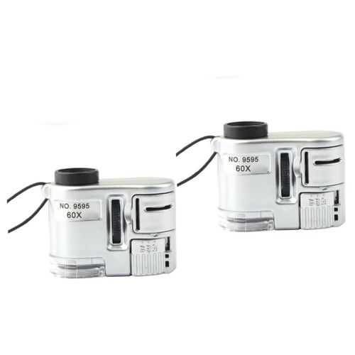 UKCOCO 2pcs Hand Microscope Telescopio para Adultos Hand Held Telescopes for Adults 60x Loupe Magnifier Small Microscope Handheld Hand Held Microscope Coin Microscope Currency Mini