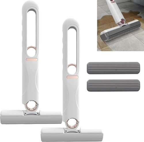 Cleanect Mini Mop,Mini Mop Portable Self-Squeeze Small Mop, Strong Absorbent Clean, Wet and Dry Use, Mini Mop for Small Spaces ( Size : 2pcs )