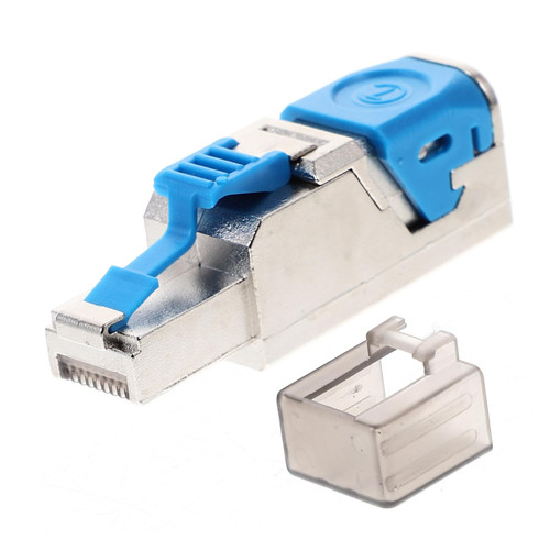 KONTONTY Crimp Connectors Crimp Connectors Passthrough Connectors Cable Ethernet Network Cable Crimp Jack Cat7 Plug Connector Plugs Quick Pick up Module Crystal Head Free Call Blue Copper