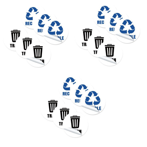3 Sets 6 Garbage Classification Label Trash Decal Stickers for Waste Bins Garbage Bin Stickers Recycling Sticker Outdoor Trash Bin Garbage Sorting Sticker Large Recycle Bin PVC