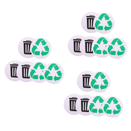 18 Pcs Garbage Sorting Stickers Trash and Sticker Labels Recycling Bin for Kitchen Self-Adhesive Trash Can Circle Stickers Adhesive Trash Can Label PVC Compost Bin Recyclable