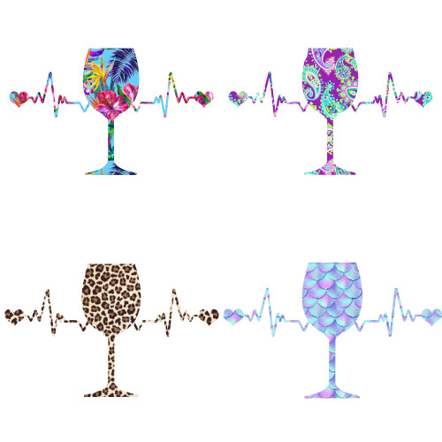 Wine Glass Heartbeat Decal Sticker, Wine Sticker, Wine Gift, Gift for Wine Lover, Wine Glass Sticker, Alcohol, Window, Laptop, Tumbler (6")