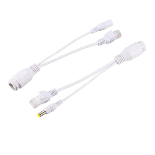 uxcell 1pair POE Splitter Injector Kit Waterproof Power Over Ethernet Cable Kit White with 5.5x2.1mm DC Connector