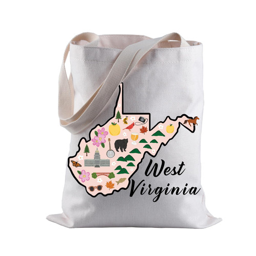 BLUPARK West Virginia Map Tote Bag WV Gift West Virginia Travel Shopping Bag Gift For West Virginia Lovers (West Virginia) BLUPARK West Virginia Map Tote Bag WV Gift West Virginia Travel Shopping Bag Gift For West Virginia Lovers (West Virginia)