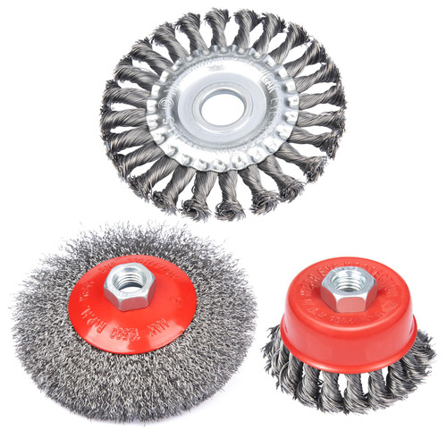 5 Inch Wire Wheel Cup Brush Set for Angle Grinders,Lytool 3 Pcs Wire Brush Wheels,Twisted Knotted Cup Brush,5/8 -11 Inch Threaded Arbor, Coarse Crimped Cup Brush for Cleaning Rust Stripping Abrasive