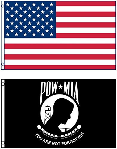 Mission Flags 3x5 ft. 2-Pack US American and US POW MIA You are Not Forgotten Polyester Flags
