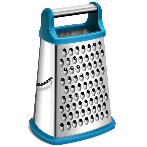 Rainspire Professional Box Grater, Cheese Grater Box for Kitchen Stainless Steel with 4 Sides, Cheese and Spice Graters with Handle for Vegetables, Ginger, Potatoes, Blue