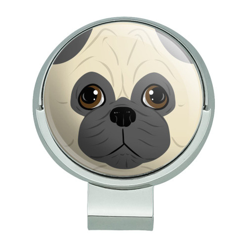GRAPHICS & MORE Cute Pug Face Pet Dog Golf Hat Clip with Magnetic Ball Marker