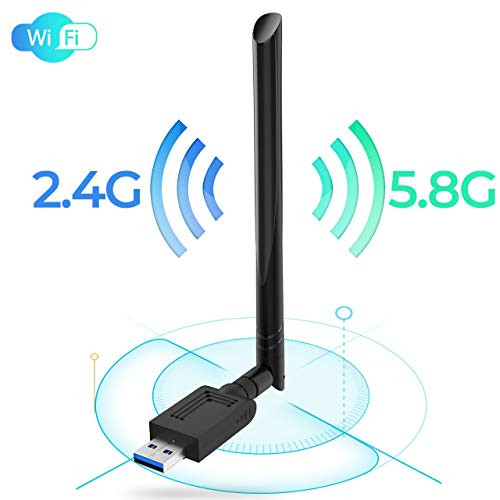 USB WiFi Adapter MIZOO 1200Mbps Mini 802.11ac Dual Band 2.4GHz/5GHz Wireless Network Adapter with USB 3.0 Wireless Network Antenna for PC/Desktop/Laptop, Support Windows/Vista/XP/Mac 10.5-10.13