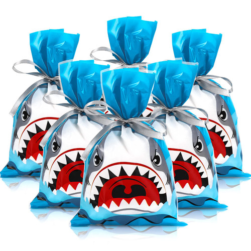 Whaline 100Pcs Shark Treat Bags Summer Ocean Sea Candy Cellophane Bag 6 x 9 Inch Blue Shark Plastic Goody Bags with Grey Ribbon for Birthday Shark Party Favor Supplies Gift Summer Decoration Whaline 100Pcs Shark Treat Bags Summer Ocean Sea Candy Cellophane Bag 6 x 9 Inch Blue Shark Plastic Goody Bags with Grey Ribbon for Birthday Shark Party Favor Supplies Gift Summer Decoration