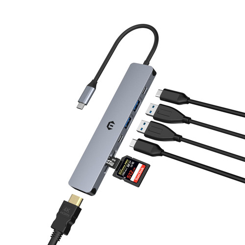 USB C HUB, USB 3.0 HUB, 7 in 1 USB C Adapter with 4K HDMI, USB C 3.0 Data Port, 2 USB 3.0, 4K HDMI, 100W PD, SD/TF Card Reader Compatible with Windows, Laptop USB C HUB, USB 3.0 HUB, 7 in 1 USB C Adapter with 4K HDMI, USB C 3.0 Data Port, 2 USB 3.0, 4K HDMI, 100W PD, SD/TF Card Reader Compatible with Windows, Laptop