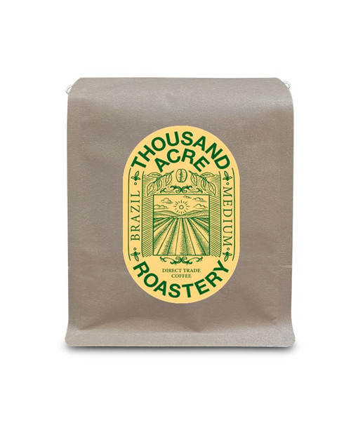 Thousand Acre Roastery | Premium Brazilian Ground Coffee Medium Roast | From Cerrado, Brazil | Best Coffee Grounds for Ultimate Flavor | Authentic Medium Roast Coffee Experience | Fair Trade & Single Origin | 12 Oz Bag
