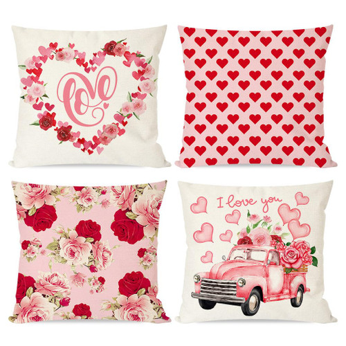 PANDICORN Pink Valentines Day Pillow Covers 18X18 Set of 4 Love Heart Truck Floral for Valentines Day Decor Valentine Decorative Throw Pillows Cushion Case Outdoor Decorations for Couch Sofa PANDICORN Pink Valentines Day Pillow Covers 18X18 Set of 4 Love Heart Truck Floral for Valentines Day Decor Valentine Decorative Throw Pillows Cushion Case Outdoor Decorations for Couch Sofa