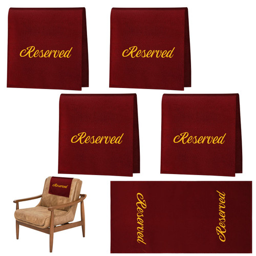Irenare 4 Pcs Reserved Signs for Pews Reserved Pew Cloths 22 Inch Burgundy Gold Reserved Seating Signs Placeholder for Church Pew Seats Wedding Christmas Seating Decoration Church Event
